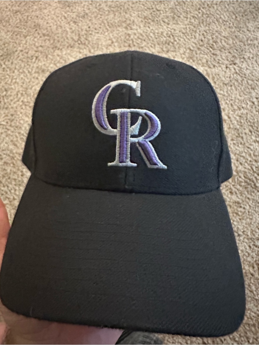 MLB Colorado Rockies Black Hat with Purple and White CR Logo